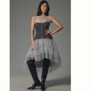 Anthropologie Gray and Black Midi Dress